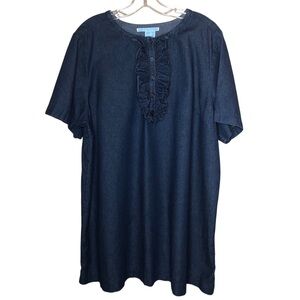 Draper James Denim Shift Dress Plus Size 22X Ruffle Preppy Capsule Wardrobe